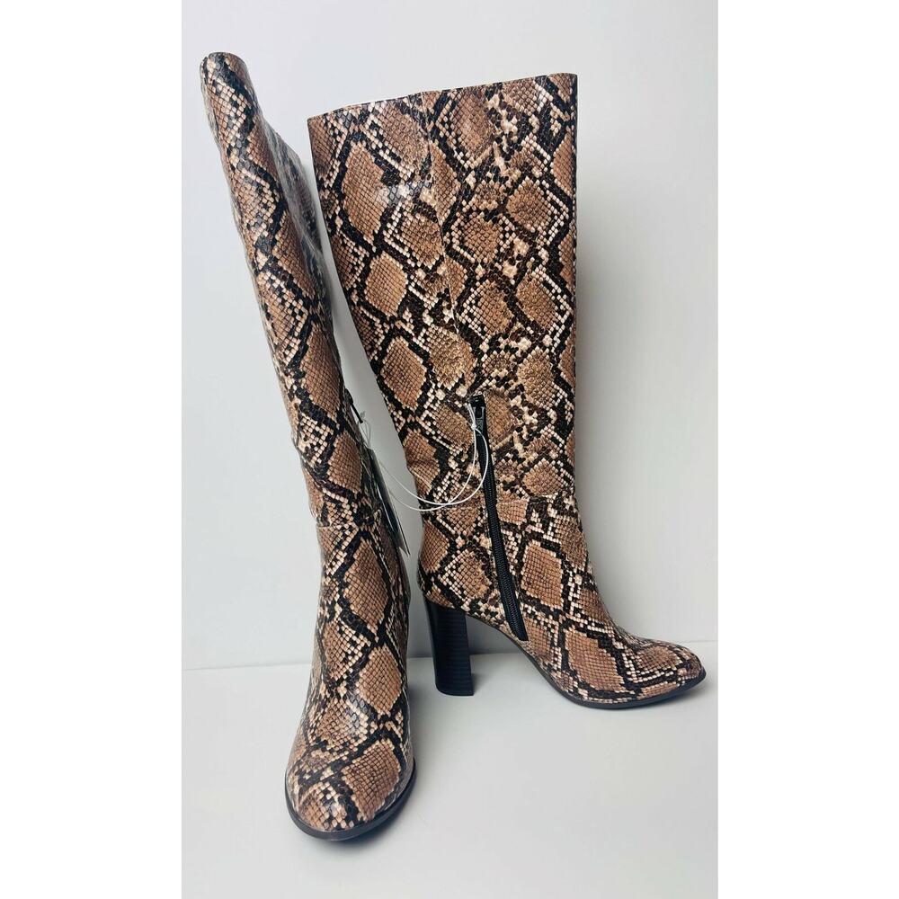 Women's Brandee Knee High Heeled Fashion Boots - Snake Size 6/A New Day Taupe - Picture 9 of 9